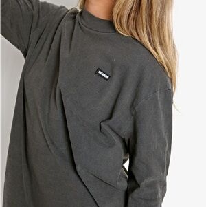 Joah Brown Long Sleeve Crew Neck Logo Top